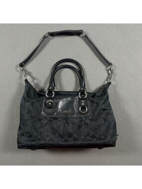 Coach Shoulder Bag Black Monogram Vintage